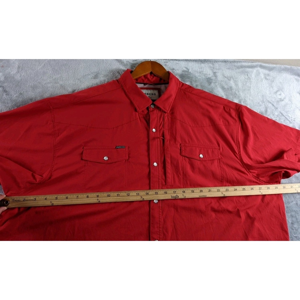 Poncho Shirt Mens 3XL Red Short Sleeve Pearl Snap Regular Fit Stretch Fishing - Picture 5 of 14